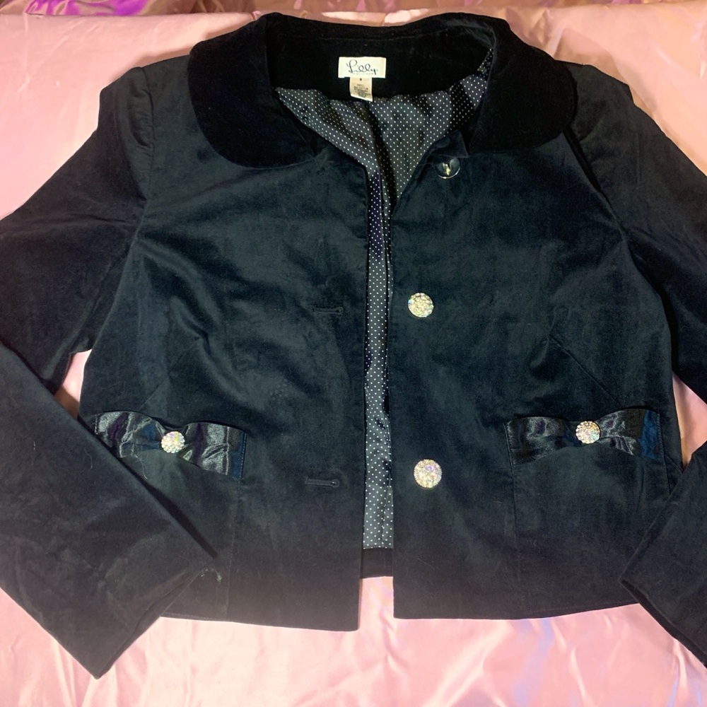 Lilly Pulitzer Velvet Peter Pan Collar Jacket